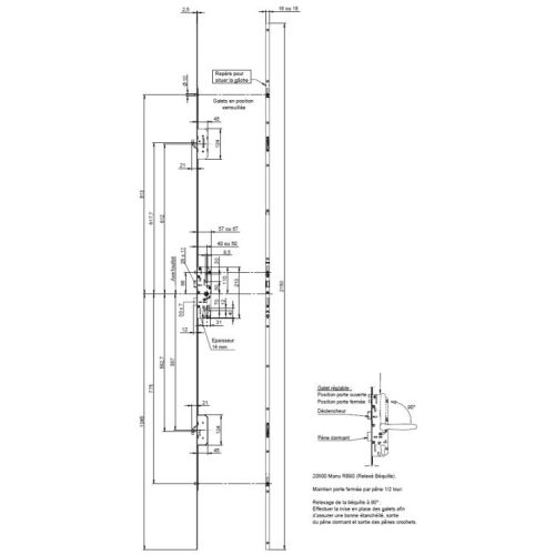 Serrure 5 points 20500 RB90 SGN1 pêne dormant + rouleaux + crochet 2150 T18 axe 50mm droite – VACHETTE – 20891000 pas cher Secondaire 1 L