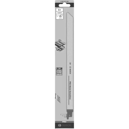 5 lames de scie sabre PRO Metal Demolition S 1225 VF 300x19x1,25mm - BOSCH - 2608657409 pas cher Secondaire 8 L