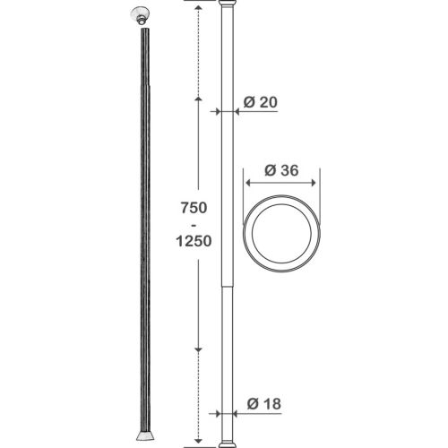 Porte-rideau droit extensible de 75cm à 1m25 - PELLET - 004051 pas cher Secondaire 1 L