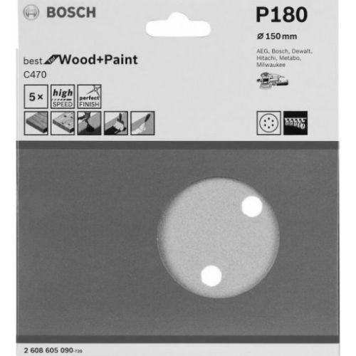 Pack de 5 disque abrasif C470 150mm G180 - BOSCH - 2608605090 pas cher Secondaire 7 L