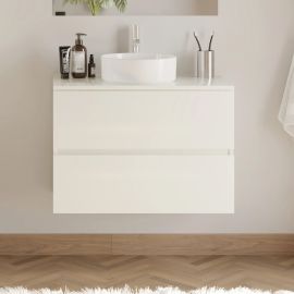 Meuble de salle de bain IDA Cosyneo avec plateau et vasque ARES &agrave; poser ronde 2 tiroirs pas cher Principale M