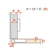 Charnière invisible série 100 à visser pour porte mince 10mm bras droite finition argentée - SALICE - C1A6A99 pas cher Secondaire 1 S