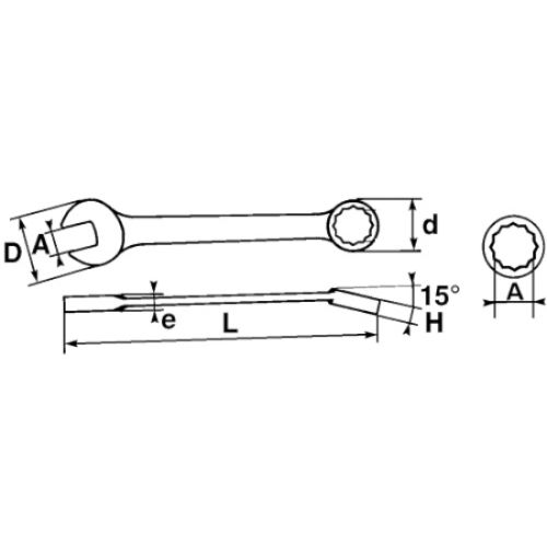 Clé mixte 15mm - SAM OUTILLAGE - 51A-15 pas cher Secondaire 1 L