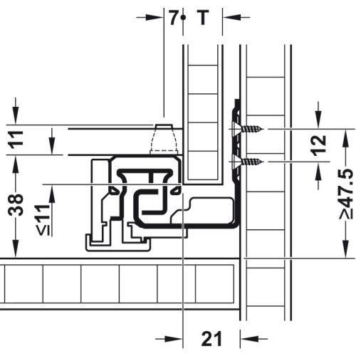 Paire de coulisses Matrix 550mm avec amortisseur + 2 attaches - 433.03.656 pas cher Secondaire 4 L