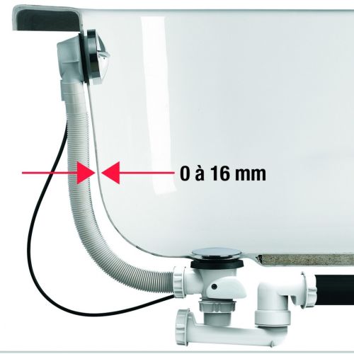 Vidage pour baignoire automatique &agrave; c&acirc;ble de 650mm chrom&eacute;e - VALENTIN - 583000 000 00 pas cher Secondaire 4 L
