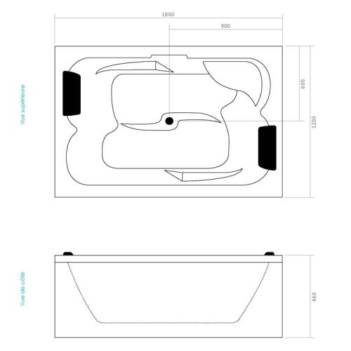 Baignoire balnéo BOUNTY 180 ICONFORT 2 places - THALASSOR - BOUNTY180-IC pas cher Secondaire 11 L