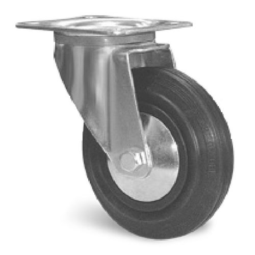 Roulette Portroll et Manuroll caoutchouc noir à platine pivotante 100mm - GUITEL HERVIEU - 601040 pas cher