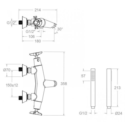 Mitigeur bain-douche thermostatique avec ensemble ADAGIO 913901DOC- RAMON SOLER - 91C306313 pas cher Secondaire 1 L