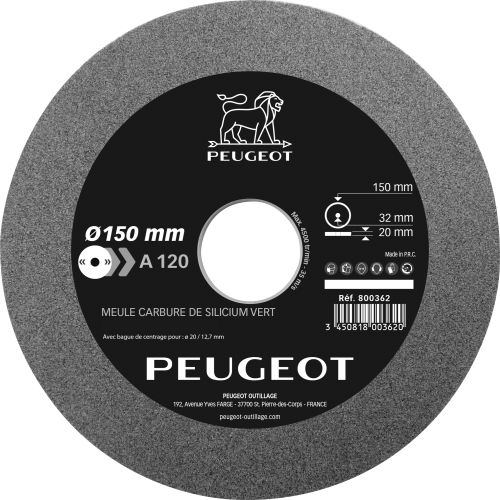 Meule Carbure de silicium 150x20x32mm grain 120 - PEUGEOT OUTILLAGE - 800362 pas cher Principale L