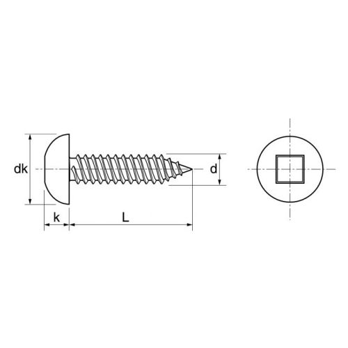 Vis à tôle tête cylindrique bombée carrée inox A2 DIN 7981 4,8X70 boîte de 200 - ACTON - 624164,8X70 pas cher Secondaire 3 L