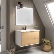 Meuble de salle de bain simple vasque 1 façade et 2 tiroirs ALBA et miroir VELDI blancChêne 80 cm COSYNEO - DUOXALBA801FVELDIBLAROB photo du produit