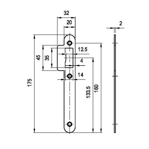 Gâche simple empennage pour serrure monopoints à larder NF et NFQC noire Héraclès I-L999-GH1NR photo du produit Secondaire 1 L