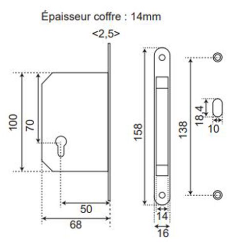 Kit porte coulissante poignée noire clé I avec cylindre EUROWALE NO012 photo du produit Secondaire 1 L