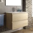 Meuble de salle de bain 100cm simple vasque 2 tiroirs sans miroir BALEA bambou (chêne clair) - COSYNEO - INGBALEA100BAMB pas cher