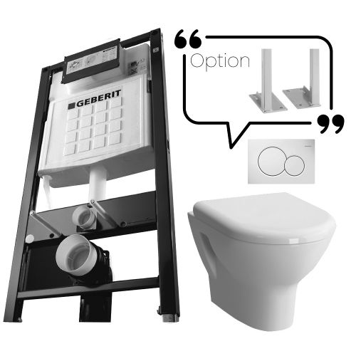 Bâti-support en applique + cuvette WC suspendu + abattant + plaque de commande - GEBERIT - PROMO ZT S20 pas cher