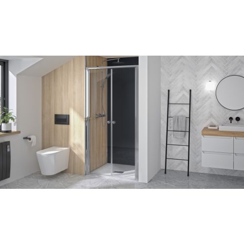 Porte de douche SUPRA 2P pivotante 80 cm profilé blanc verre transparent KINEDO PA1530BTN photo du produit Secondaire 2 L