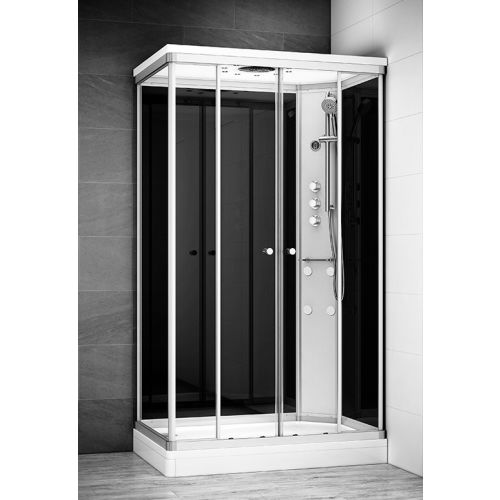 Cabine de douche hydromassante SILVER HYDRO 140x90 droite noir - THALASSOR - SRMN1490D pas cher