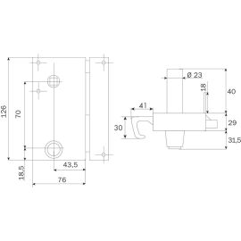 Serrure monopoint ZENITH 571 vertical tirage cylindre de 45mm gauche - ISEO - 25080455.5 pas cher Principale M