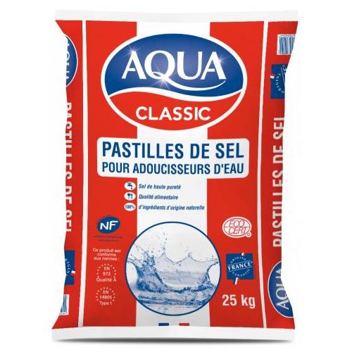 Sel adoucisseur AQUA CLASSIC coussinet 25 kg SALINS DU MIDI 116656 photo du produit Principale L