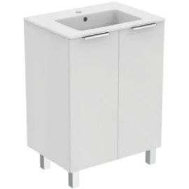 Pack meuble + lavabo ULYSSE+ Porcher 2 portes 60 cm blanc brillant - P0279WG photo du produit Principale M