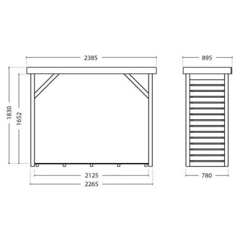 Bûcher en bois DALLAS XL 2,8m³ avec toiture plate et plancher - FOREST STYLE - 1339 pas cher Secondaire 1 L