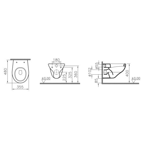 Cuvette WC suspendue ARKITEKT 35x48 - VITRA - 6105L003-0075 pas cher Secondaire 1 L