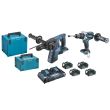 Pack de 2 machines 18 V (DHR264 + DHP481) + 4 batteries 5 Ah + chargeur + coffrets MAKPAC MAKITA DLX2101PTJ photo du produit