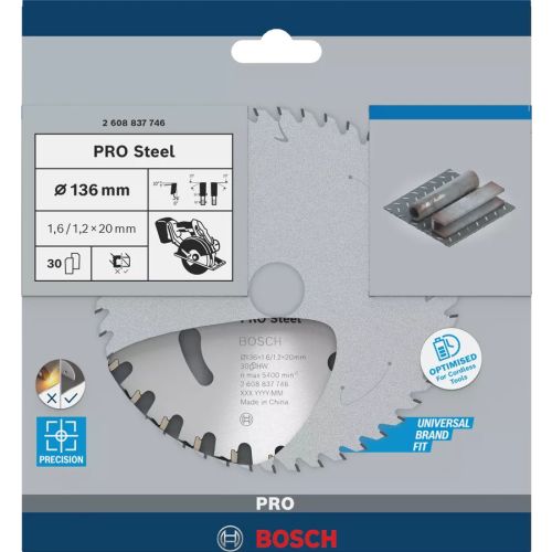 Lame de scie circulaire Standard for Steel 136 x 20 x 1,6 mm pour scies sans fil BOSCH 2608837746 photo du produit Secondaire 10 L
