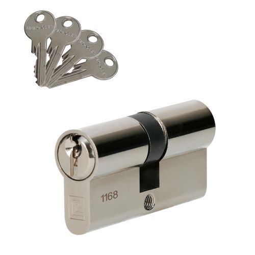 Cylindre &agrave; double entr&eacute;e 5 goupilles 5G laiton nickel&eacute; 30 x 40 mm HERACLES C100011 photo du produit