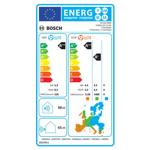 Unité intérieure 2,6 kW CLIMATE 6000I pour climatiseur BOSCH 7733701806 photo du produit Secondaire 1 L