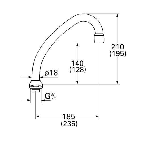 Bec col de cygne oriantable saillie 185 mm GROHE 13070-000 photo du produit Secondaire 1 L