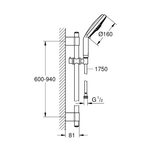 Ensemble de douche RAINSHOWER COSMOPOLITAN 160 - GROHE - 28763001 pas cher Secondaire 1 L