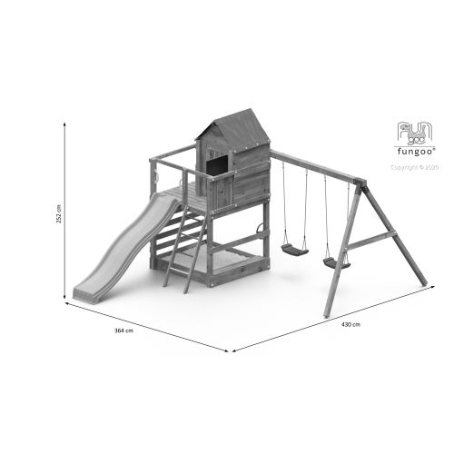 Aire de jeux Jarcas avec balançoire double - FUNGOO - 5400 PK pas cher Secondaire 1 L