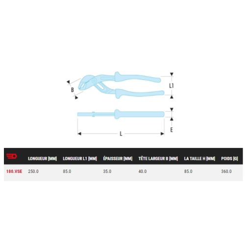 Pince multiprise isolée 1000V série VSE - FACOM - 180.VSE pas cher Secondaire 1 L