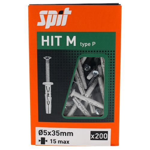 Cheville à frapper HIT M 5x35/15 P boîte de 200 - SPIT - 050117 pas cher Secondaire 1 L