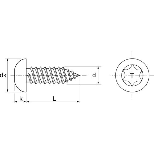 Vis à tôle tête cylindrique bombée Torx A4 DIN 7981 3.9X9.5 boîte de 200 ACTON 644073,9X9,5 photo du produit Secondaire 1 L