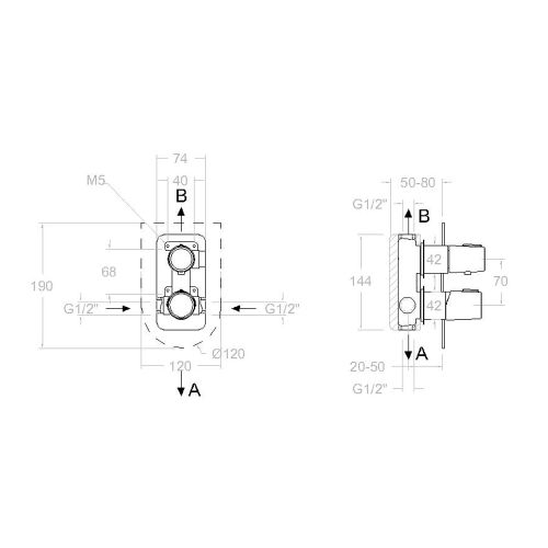 Mitigeur bain-douche &agrave; encastrer 2 voies TZAR 341502SOC- RAMON SOLER - 34C302385 pas cher Secondaire 1 L