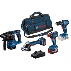 Pack 18 V 4 outils (GSB45 - GBH22 - GWS7 - GDX200) Bosch + 2 batteries 5 Ah + sac - PROMO71 photo du produit Principale M