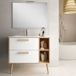 Meuble de salle de bain 80cm vasque d&eacute;port&eacute;e 2 tiroirs MALIA blanc - COSYNEO - MALMALIA80BLA pas cher