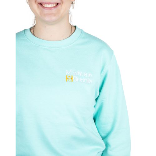 Sweat col rond Maman Sobricolo turquoise clair TL - SWJH030PEL pas cher Secondaire 4 L