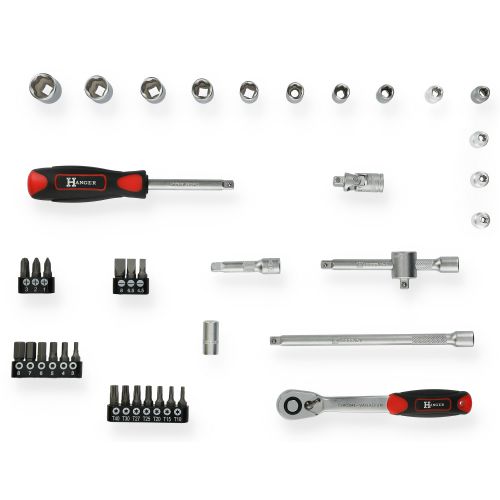 Coffret de douilles 1/4'' 40 pi&egrave;ces HANGER 251002 photo du produit Secondaire 1 L