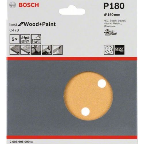 Pack de 5 disque abrasif 150 mm G180 C470 BOSCH 2608605090 photo du produit Secondaire 7 L