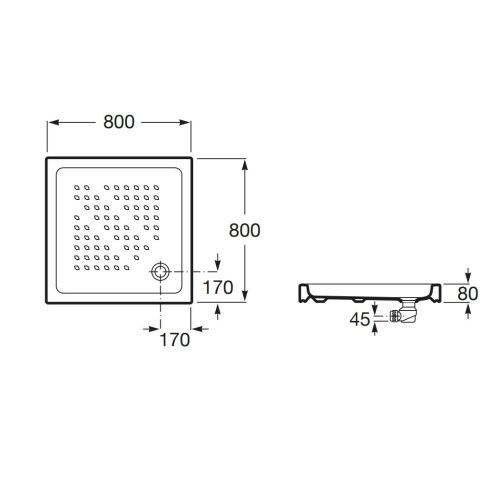 Receveur de douche ITALIA 80X80x8cm céramique blanc - ROCA - A3740HJ000 pas cher Secondaire 1 L