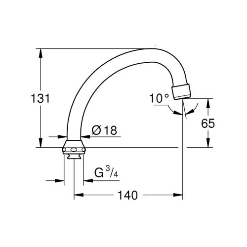 Bec col de cygne oriantable saillie 140mm - GROHE - 13071000 pas cher Secondaire 1 L