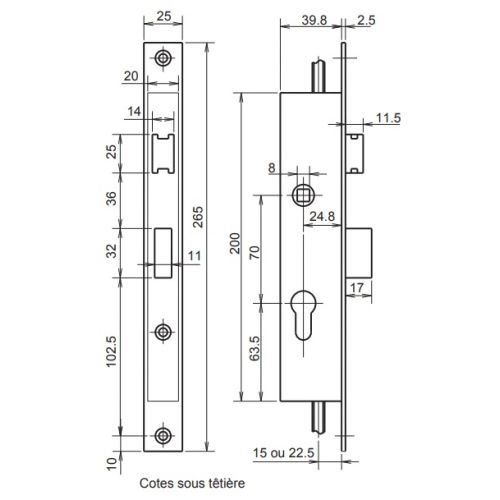 Serrure 3 points coffre 34/30 - METALUX - F134300000 pas cher Secondaire 5 L