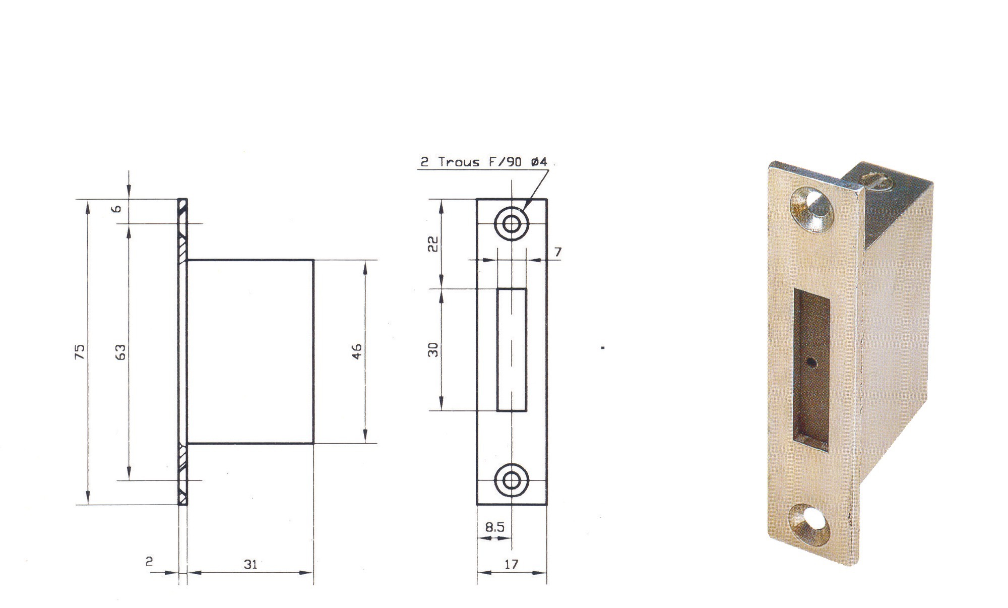 Targette n°22 à encastrer - BEUGNOT - BE01000000
