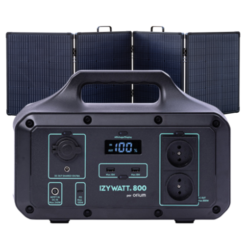 Pack station énergie portative IZYWATT 800 + panneau solaire 200W pliant cadré - ORIUM - 39217 pas cher Secondaire 1 L