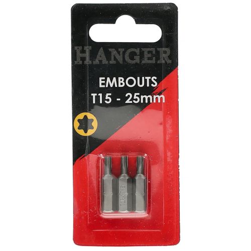 Carte de 3 embouts &eacute;toile T10 longueur 25 mm HANGER 133051 photo du produit Secondaire 2 L
