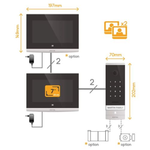 Visiophone filaire et connect&eacute; avec digicode int&eacute;gr&eacute; EXTEL 720320 photo du produit Secondaire 8 L