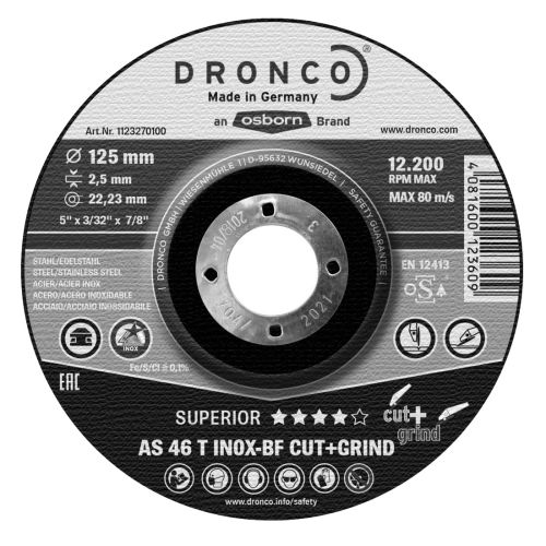 Disque à tronçonner les métaux AS 46 / AS 30 T Inox 115x2,5mm - DRONCO - 1113270100 pas cher Principale L